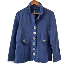 Neon Buddha White Lotus Jacket Womens L‎ Boho Artsy Button Front Stretch
